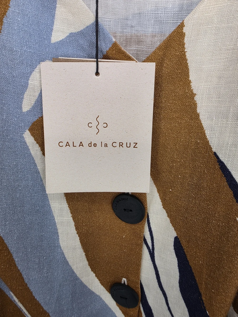Cala de la Cruz Linen Tent Neutal Midi Dress Womens Xl Nwt - Picture 7 of 8